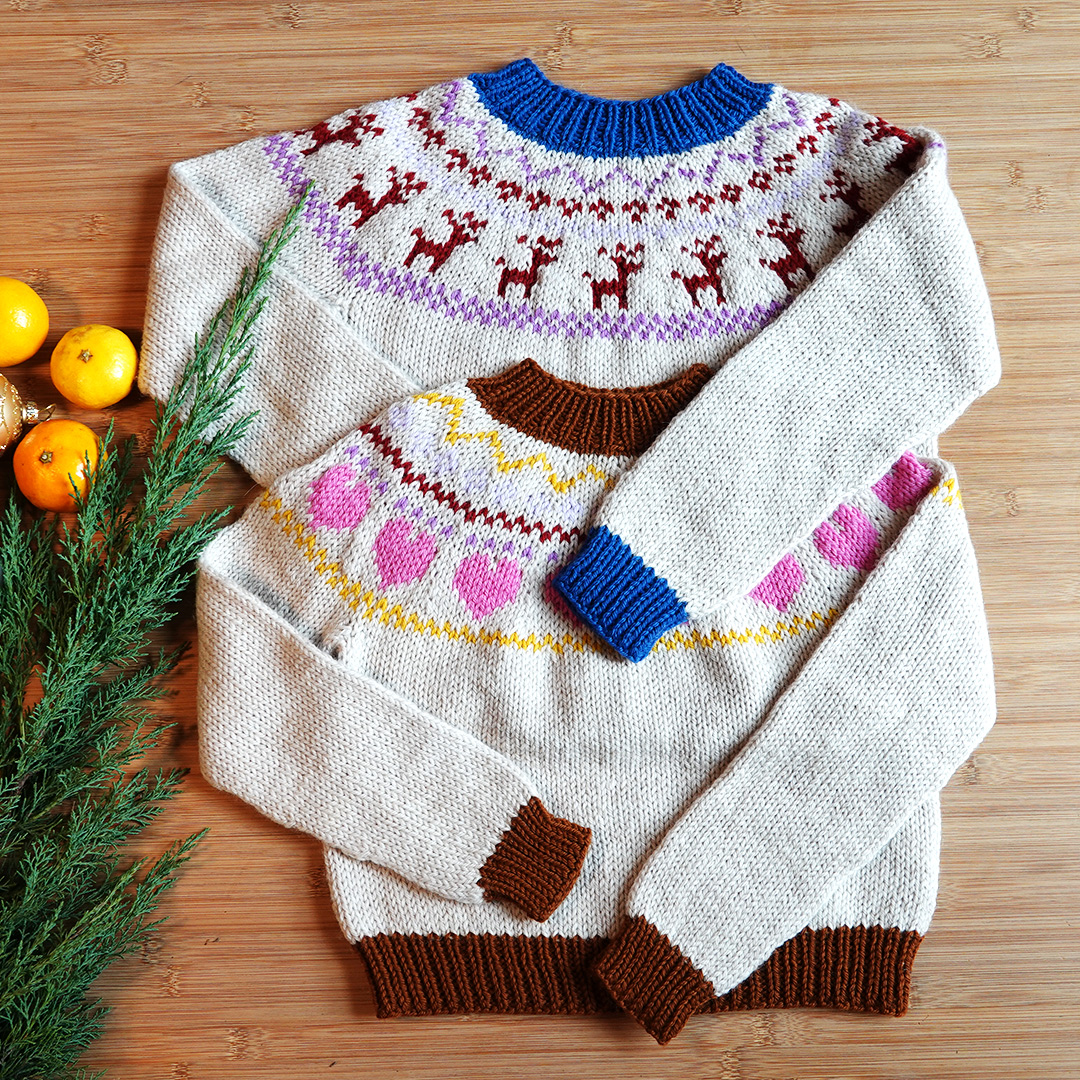 Sweater til børn med rensdyr - strikkeopskrift - Billede 3